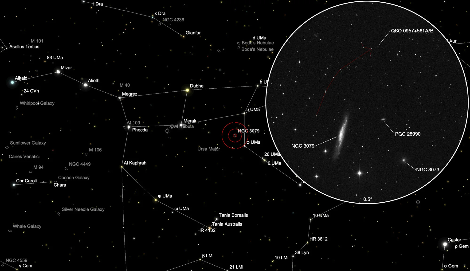 Finder Chart Twin Quasar (QSO 0957+561A/B)