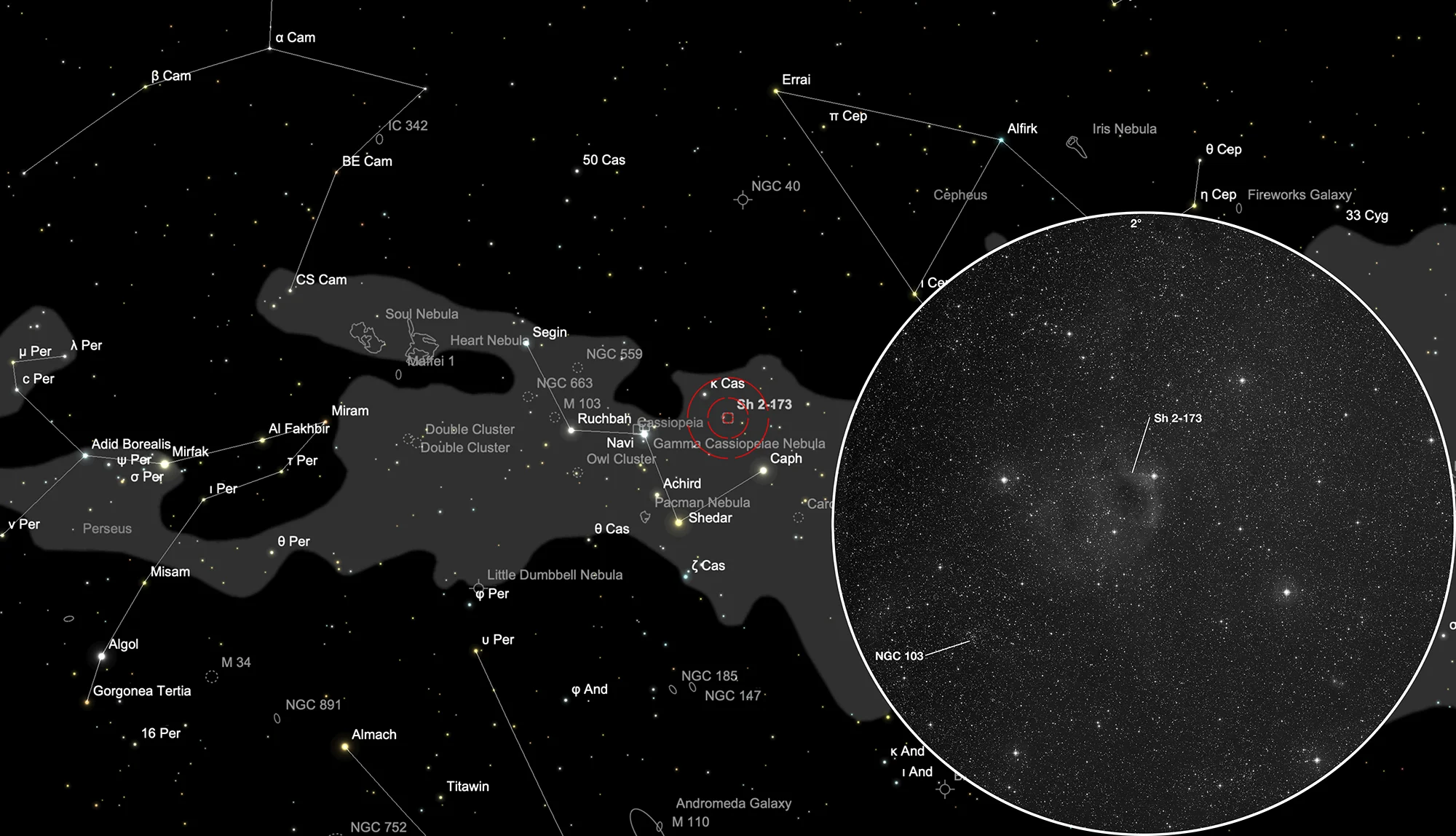 Finder Chart Phantom of the Opera Nebula (Simeis 21)