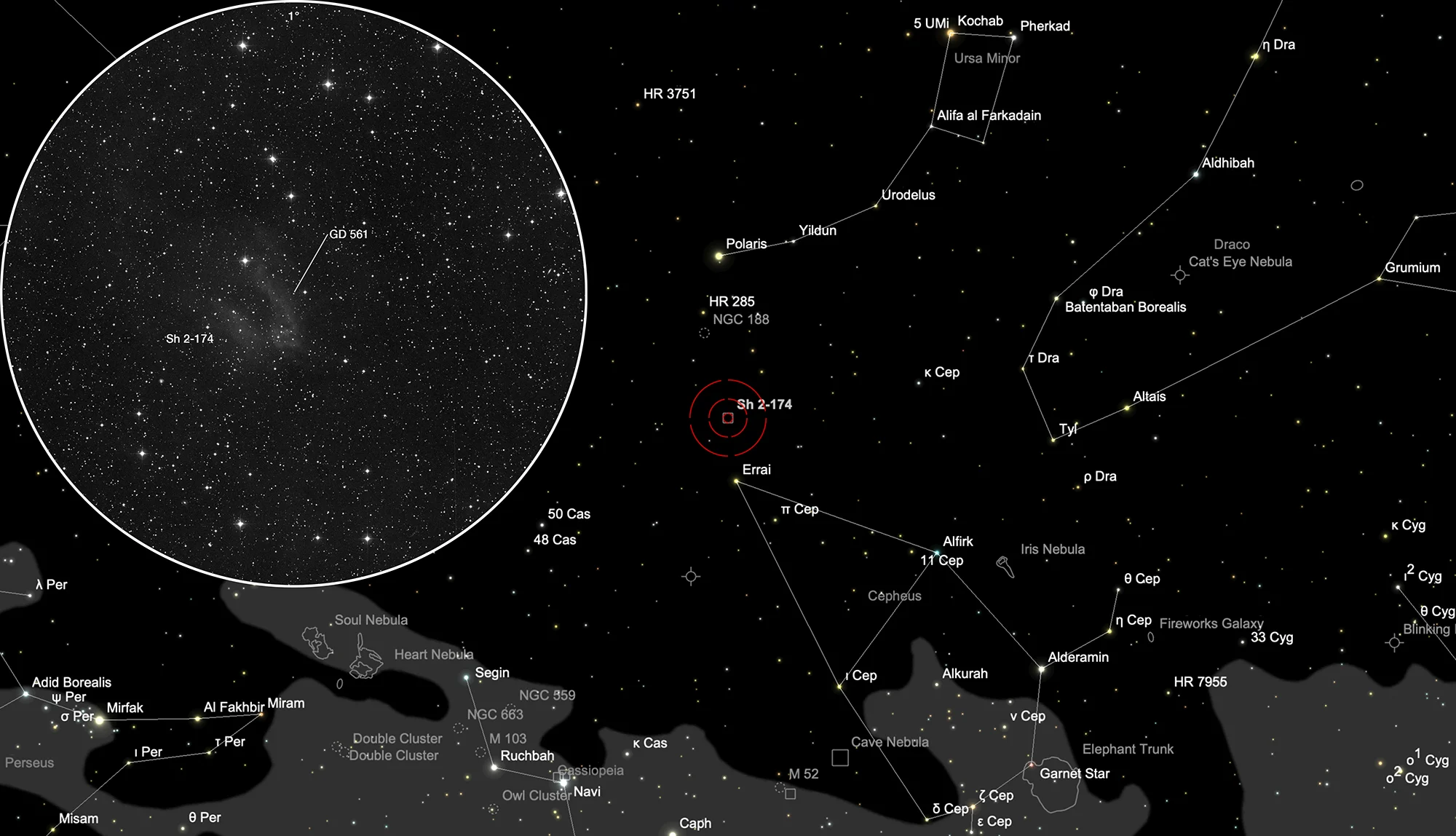 Finder Chart Valentine Rose Nebula (Sh 2-174)