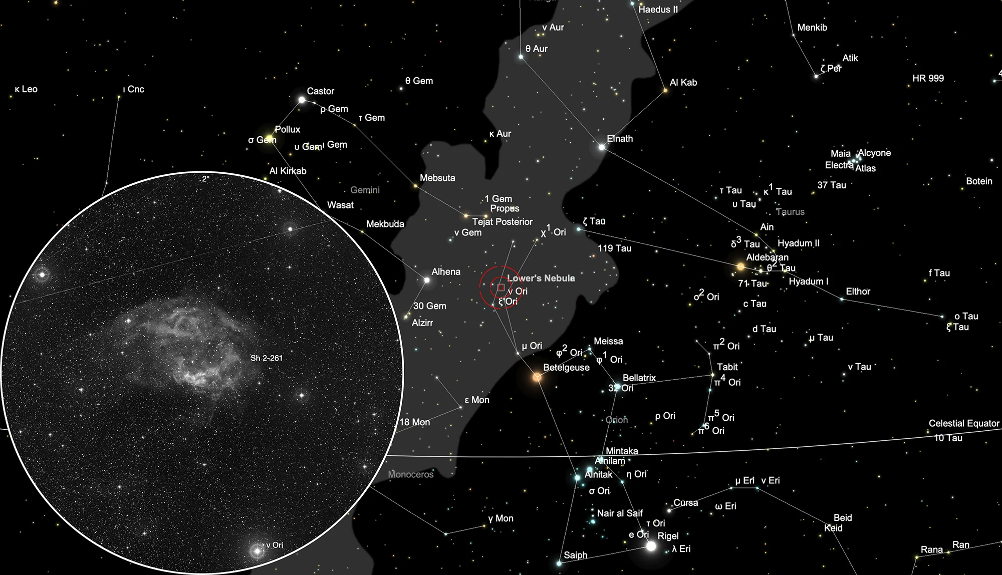 Finder Chart Lower's Nebula (Sh 2-261)